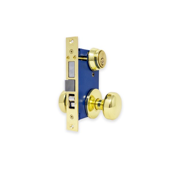 Premier Lock Brass Mortise Entry Gate Right Hand Door Lock Set with 2.5 in. Backset and 2 SC1 Keys MRG01